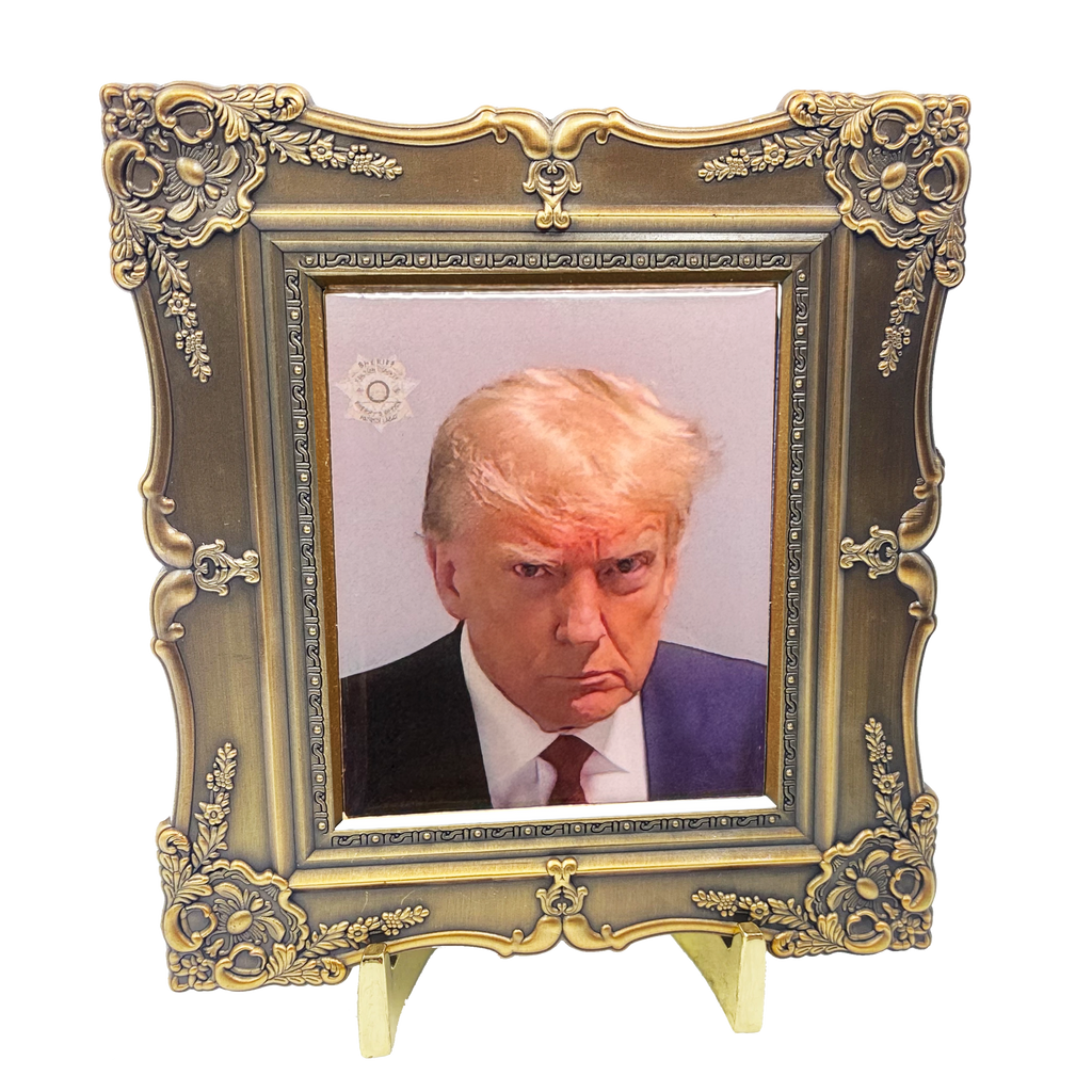 EL10-002 Large President Donald J. Trump Mugshot photo frame challenge coin MAGA No Surrender