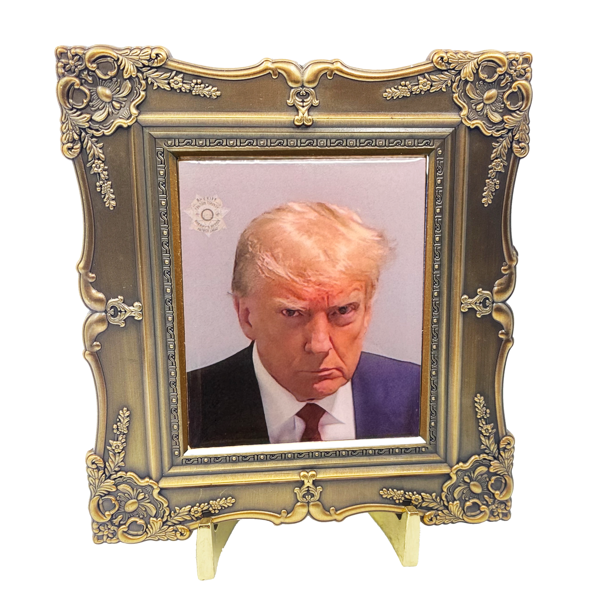EL10-002 Large President Donald J. Trump Mugshot photo frame challenge coin MAGA No Surrender