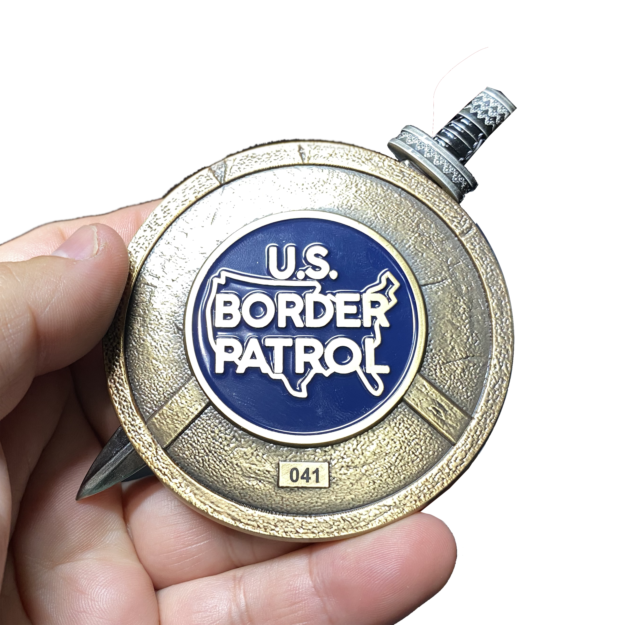 CL14-08 Border Patrol Agent CBP Honor First Shield with removable Sword Challenge Coin Set BPA